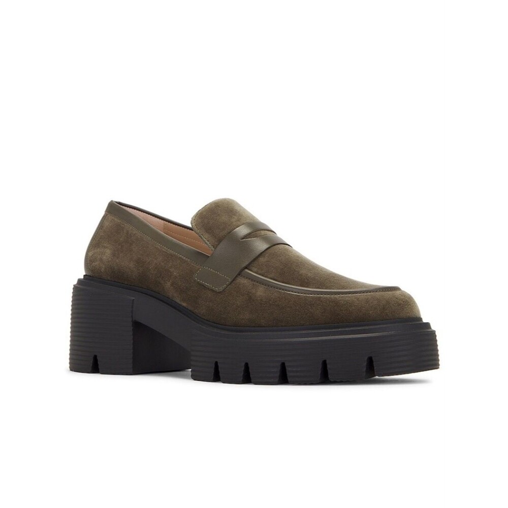 NWOB! Stuart Weitzman Soho Cargo Green Velvet Lug Sole Platform Loafers | Size 8